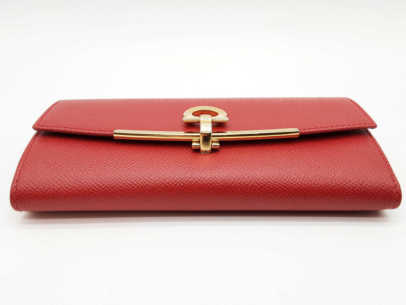 Salvatore Ferragamo Gancini Red Leather Continental Wallet Do0925lrxde
