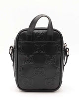 Gucci Tennis Mini Double Zip Messenger Bag In Embossed Black Leather Fw1125wrzdu