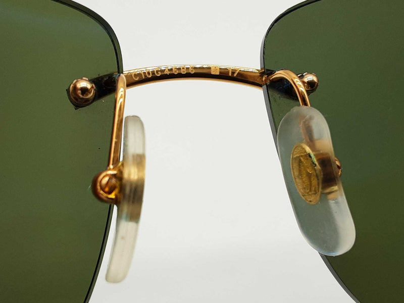 Cartier C Allonge De Cartier Rimless Green Lens Sunglasses Do0525llxzde