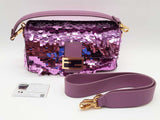 Fendi Baguette Purple Sequined Shoulder Bag Do1225lrxzde