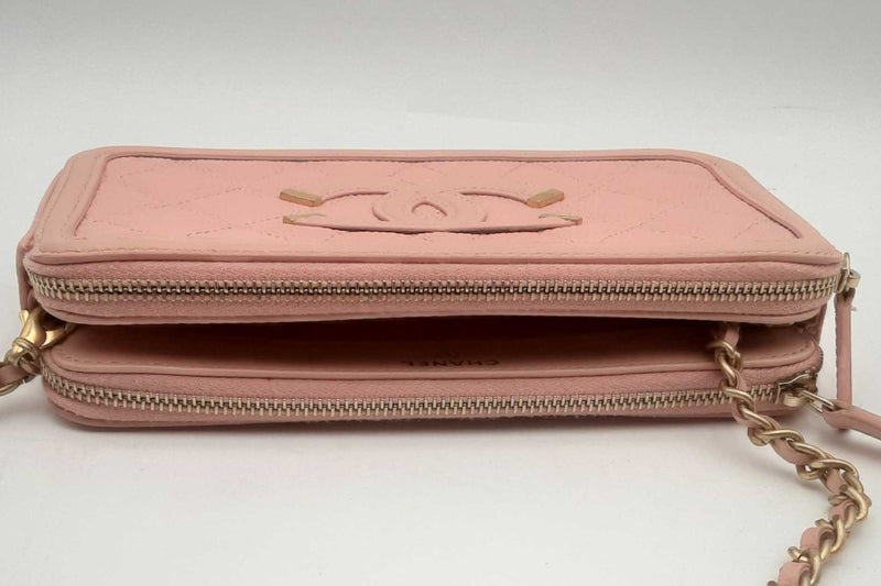 Chanel Pink Leather Vanity Wallet On Chain Eb0424llxzsa