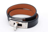 Hermes Kelly Double Tour Black Leather Bracelet Eb0426lxzsa