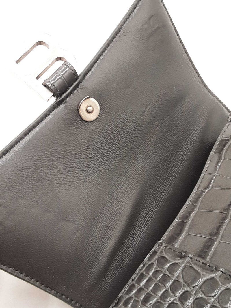 Balenciaga Hourglass Gray Crocodile Embossed Leather Top Handle Bag Fw0724lorxdu
