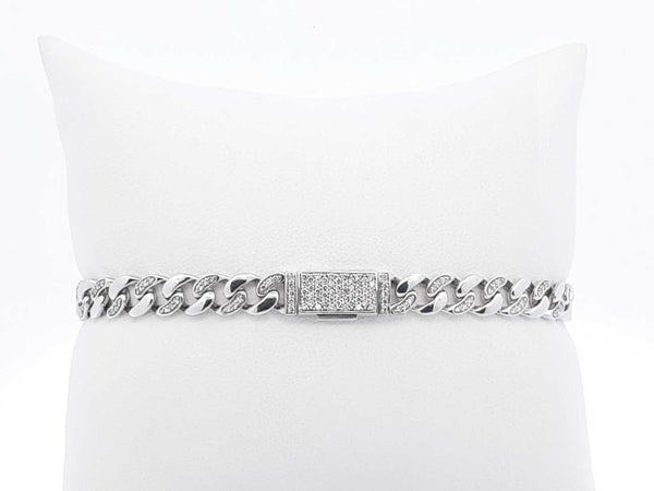 1.80 Cttw Diamond & 14k White Gold Curb Link Bracelet 12.1g 8 Inch Fw1025srxdu