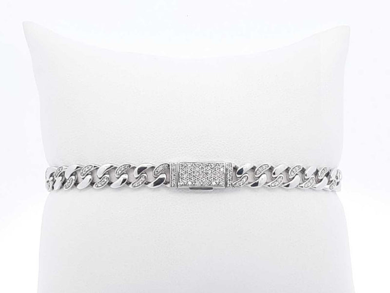 1.80 Cttw Diamond & 14k White Gold Curb Link Bracelet 12.1g 8 Inch Fw1025srxdu