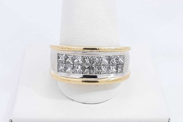 1.6ctw Diamond Ring In 18k Yellow & White Gold 17.5 Grams Size 11 Eb0125sxzsa