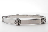 Tory Burch Silver Tone Logo Hinge Bangle Bracelet 6.5 In 7.2g Lh0924wrde