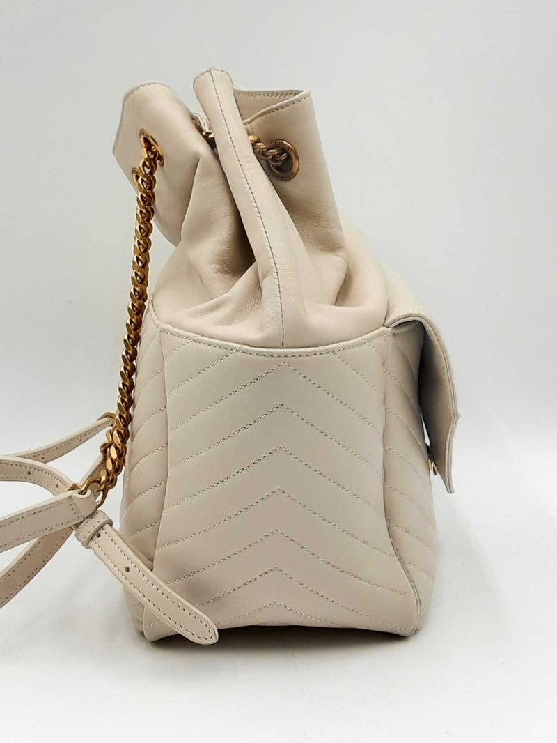 Yves Saint Laurent Joe "Vintage White" Lambskin Leather Backpack Fw0924erxdu