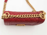 Chanel Mini Boy Bag Quilted Lamb Skin Red Handbag Aa0426ezxsa