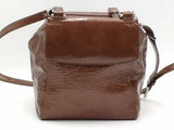 Tory Burch Glossy Brown Crinkled Patent Leather Handle Satche Aa1026rzsa