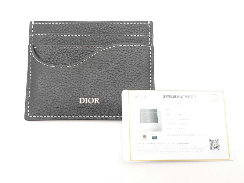 Dior Black Grained Calfskin Saddle Card Holder Sd0925lozsa