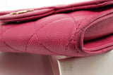 Chanel Fuchsia Quilted Caviar Flap Card Holder Eb1225wxzde