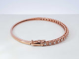 0.69 Cttw Diamond Bangle Bracelet In 14k Rose Gold 8.7 Grams 6 Inch Fw0426rpxdu
