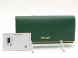Prada Saffino Leather Continental Green Wallet Aa0826ozxsa