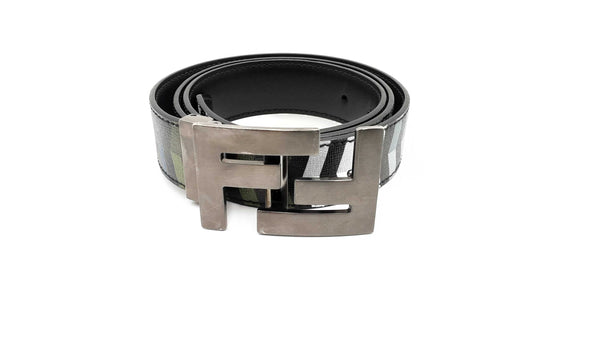 Fendi Reversible Multicolor & Black Leather Belt With Ff Buckle Fw1024rxdu