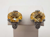 Judith Ripka Pale Yellow Citrine 0.925 Silver 18.6g Clasp Earrings Do0426rxde