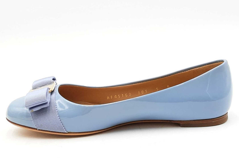Salvatore Ferragamo Varina Blue Patent Leather Ballet Flats Size 5 Eb1125lxzdu