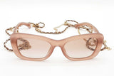 Chanel 5553-a Pinky Beige Rectangle Sunglasses With Chains Eb0426exzde