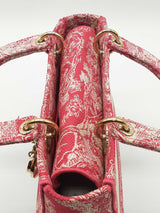 Christian Dior Lady D-lite Pink & White Embroidered Top Handle Bag Eb1225oxxzde