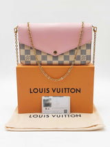 Louis Vuitton Pochette Félicie In Damier Azur Canvas & Rose Leather Fw0626rrzdu
