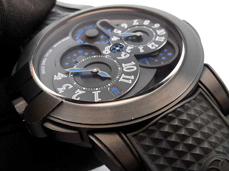 Harry Winston Ocean Diver Dual Time Black Zalium Edition 44mm Watch Fw1025crxzdu