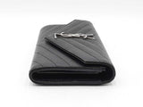 Yves Saint Laurent Cassandre Black Matelassé Leather Flap Wallet Fw0925ooxdu
