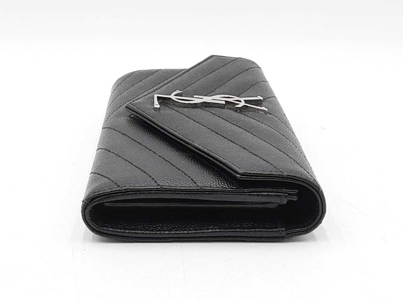 Yves Saint Laurent Cassandre Black Matelassé Leather Flap Wallet Fw0925ooxdu