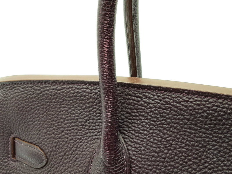 Hermes Birkin 35 Raisin Purple Clemence Palladium Hardware Handbag Do0825exzxde