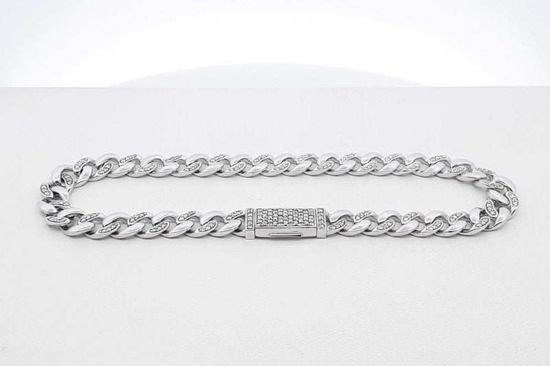 1.80 Cttw Diamond & 14k White Gold Curb Link Bracelet 12.1g 8 Inch Fw1025srxdu