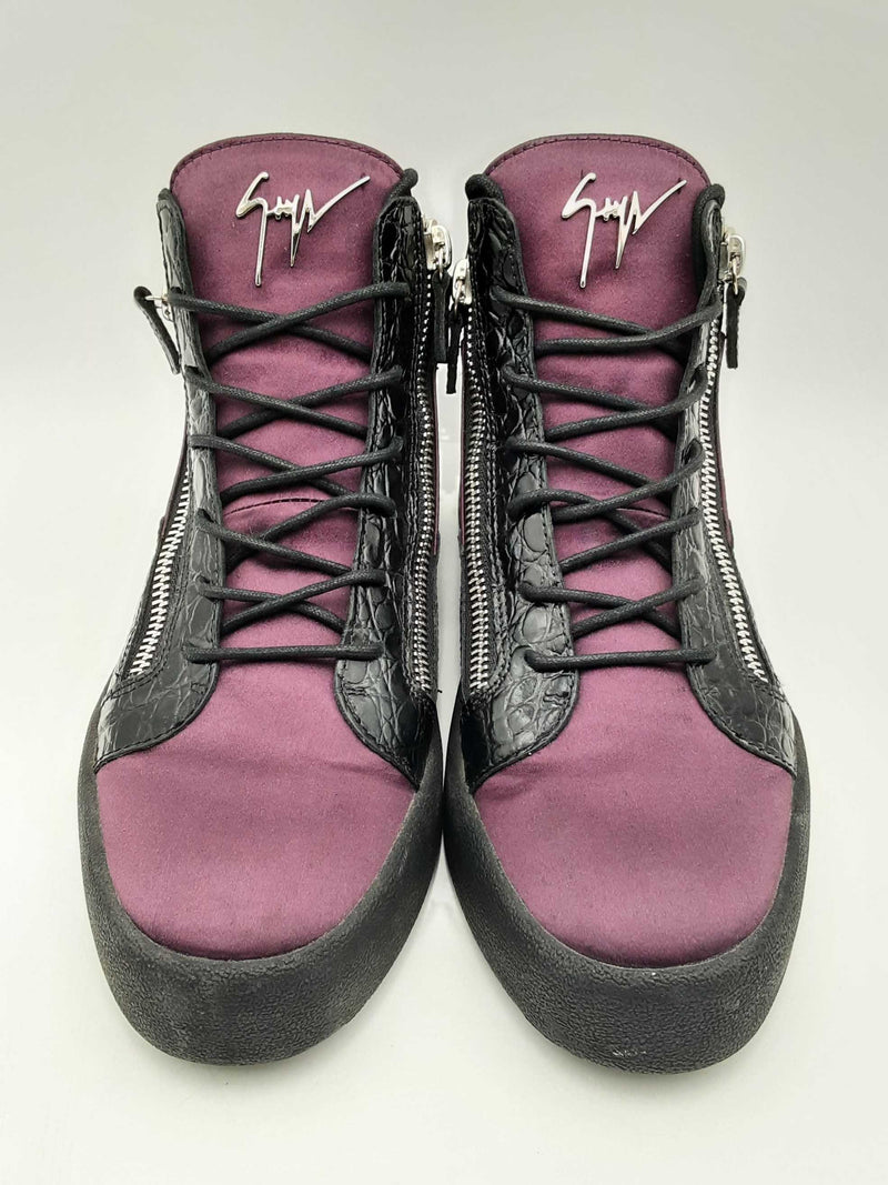 Giuseppe Zanotti Purple Satin Black High Top Sneakers Size 46 Fw1024ersa