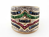 Sapphire Rubies Emeralds Diamonds 14k Yellow Gold 14.0g Ring Size 7 Do0626crxde