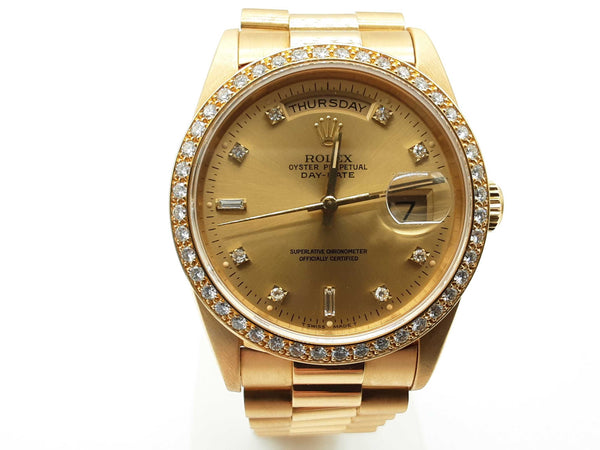 Rolex 18238 36 Day-date Gold Dial Diamond 18k Yg Presidental Watch Do0425loxzxde