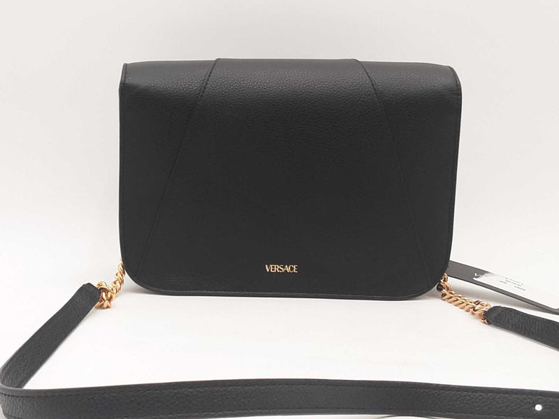 Versace Virtus Leather Black Handbag Aa0525wxzsa