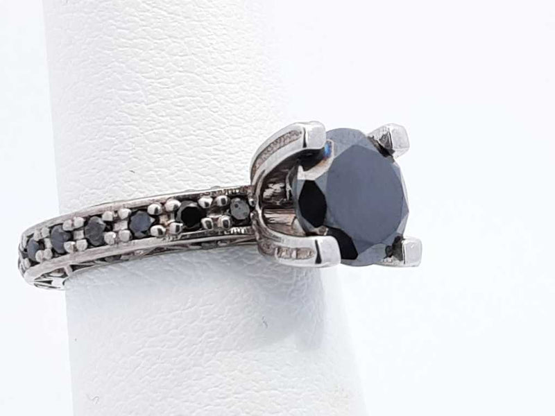 Approx. 2.22ctw Black Diamond Ring In 10k White Gold 5.2 Grams Size 6 Eb1124ixdu