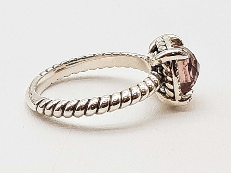David Yurman Petite Albion Synthetic Morganite 0.925 Silver 3.4g Ring Size 7 Do0525lxzde