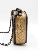 Bottega Veneta Camera Bag In Metallic Gold Grained Leather Fw0726wxzdu