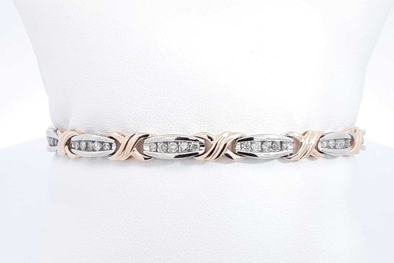 10k Yellow & White Gold Diamond Bracelet 10.8 Grams 7 Inch Eb0624irxdu