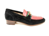 Gucci Web Horsebit Suede & Croc Embossed Leather Loafers Size 36.5 Fw1124oxzsa