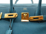 Hermes Birkin 30cm Bleu De Galice Blue Togo Gold Hardware Handbag Do0526lwxzxde