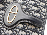 Christian Dior Foldover Clutch In Navy Blue Oblique Canvas & Leather Fw1225wrxdu