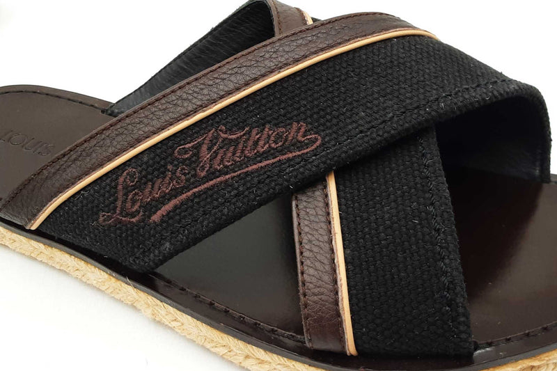 Louis Vuitton Canvas & Leather Espadrilles Slide Sandals Size 7 Men's Fw0725crdu