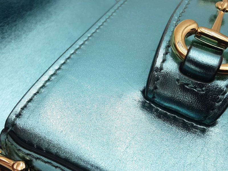 Gucci Horsebit Metallic Light Blue Leather 1955 Nano Bag Sd0825przsa