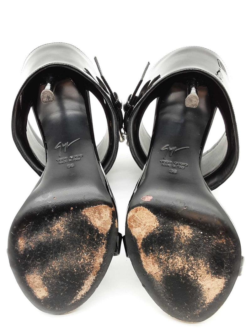 Giuseppe Zanotti Buckle Black Patent Leather Heels Size Eu 36 Do0725lorde