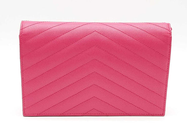 Saint Laurent Cassandre Envelope Chain Fuchsia Wallet Sd1025rrzde