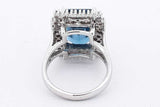 Blue Gemstone & Diamond Ring In 14k White Gold 9.5 Grams Size 6 Eb0626irxsa
