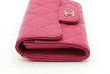 Chanel Fuchsia Quilted Caviar Flap Card Holder Eb1225wxzde