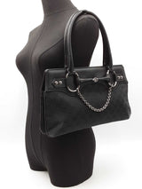 Gucci Horsebit Chain Bag In Black Monogram Canvas & Leather Fw0626lordu