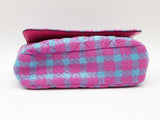 Versace La Medusa Pink And Blue Plaid Tweed Quilted Crossbody Sd1025wzxde