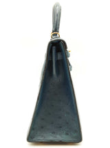 Hermes Kelly 25 Bleu Roi Blue Ostrich Gold Hardware Shoulder Bag Do0723oerxzde