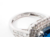 Effy London Blue Topaz & Diamond Halo Statement Ring In 14k White Gold 7.8 Grams Size 7 Fw0426lxzxdu
